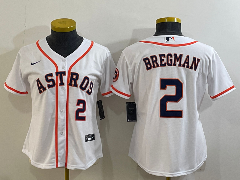 Women's Houston Astros #2 Alex Bregman White With Patch Cool Base Stitched Baseball Jersey(Run Small) Women's Houston Astros #2 Alex Bregman White With Patch Cool Base Stitched Baseball Jersey(Run Small)